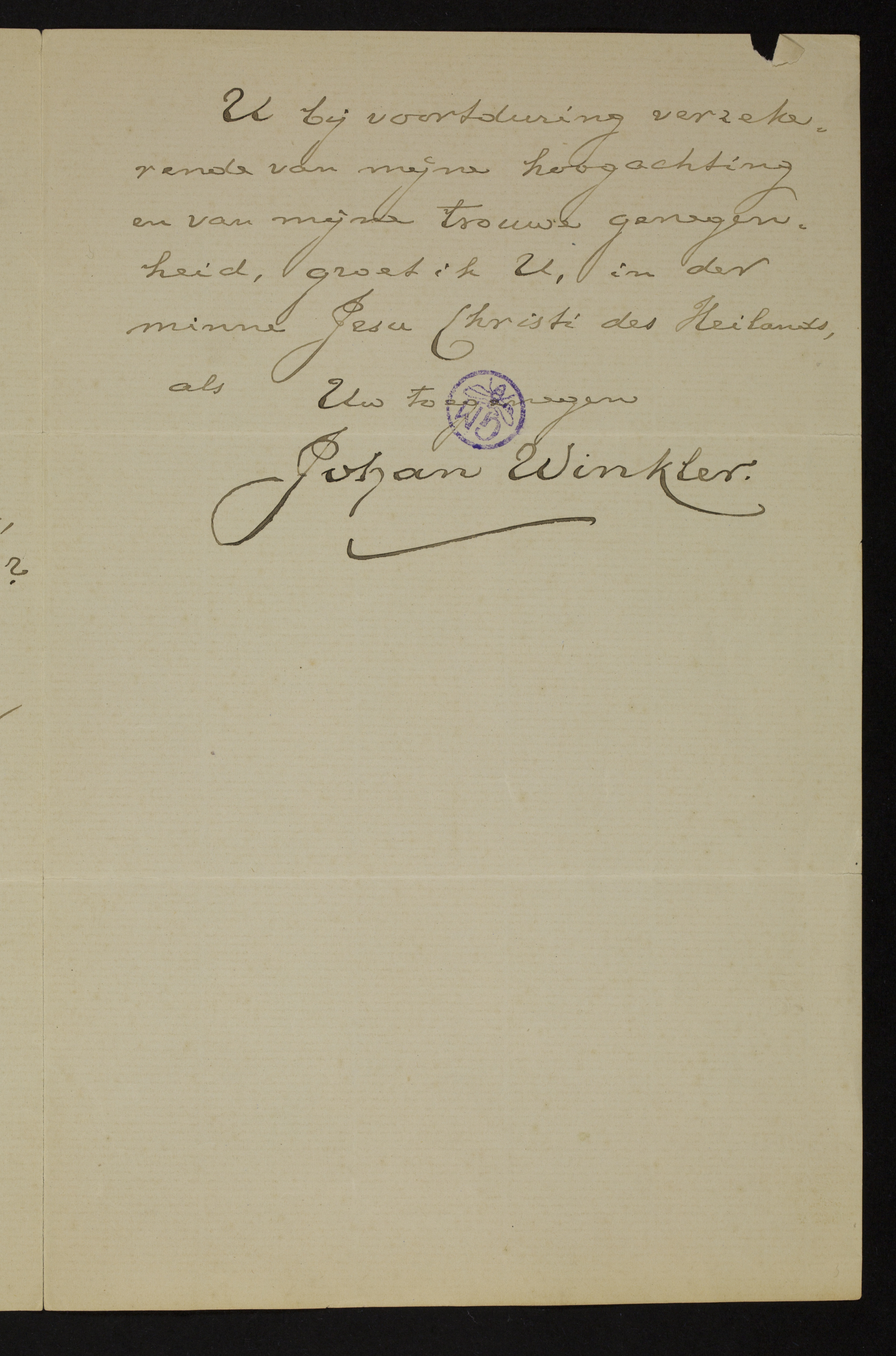 Johan Winkler aan [Guido Gezelle]