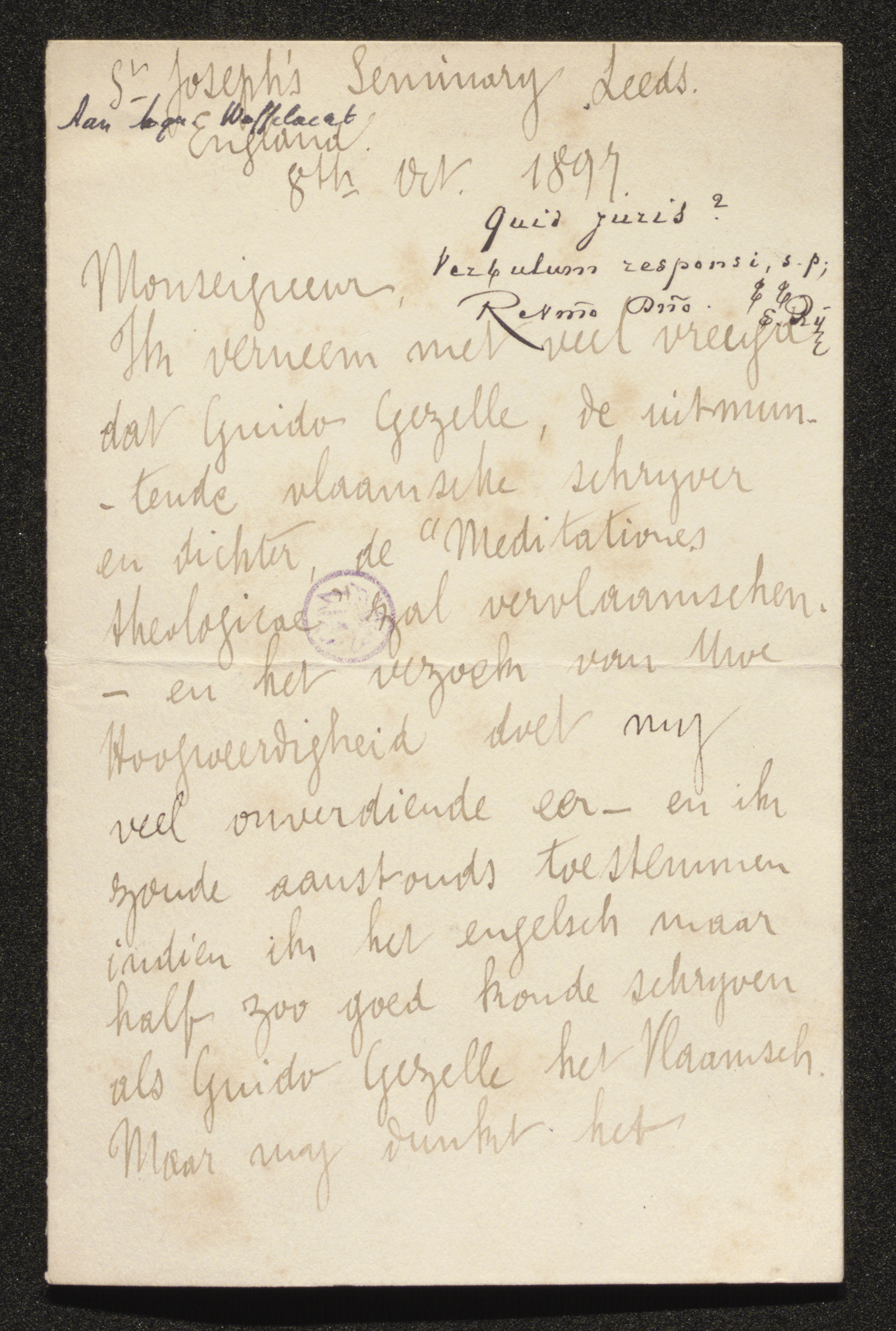 Ernest Rembry aan [Guido Gezelle]