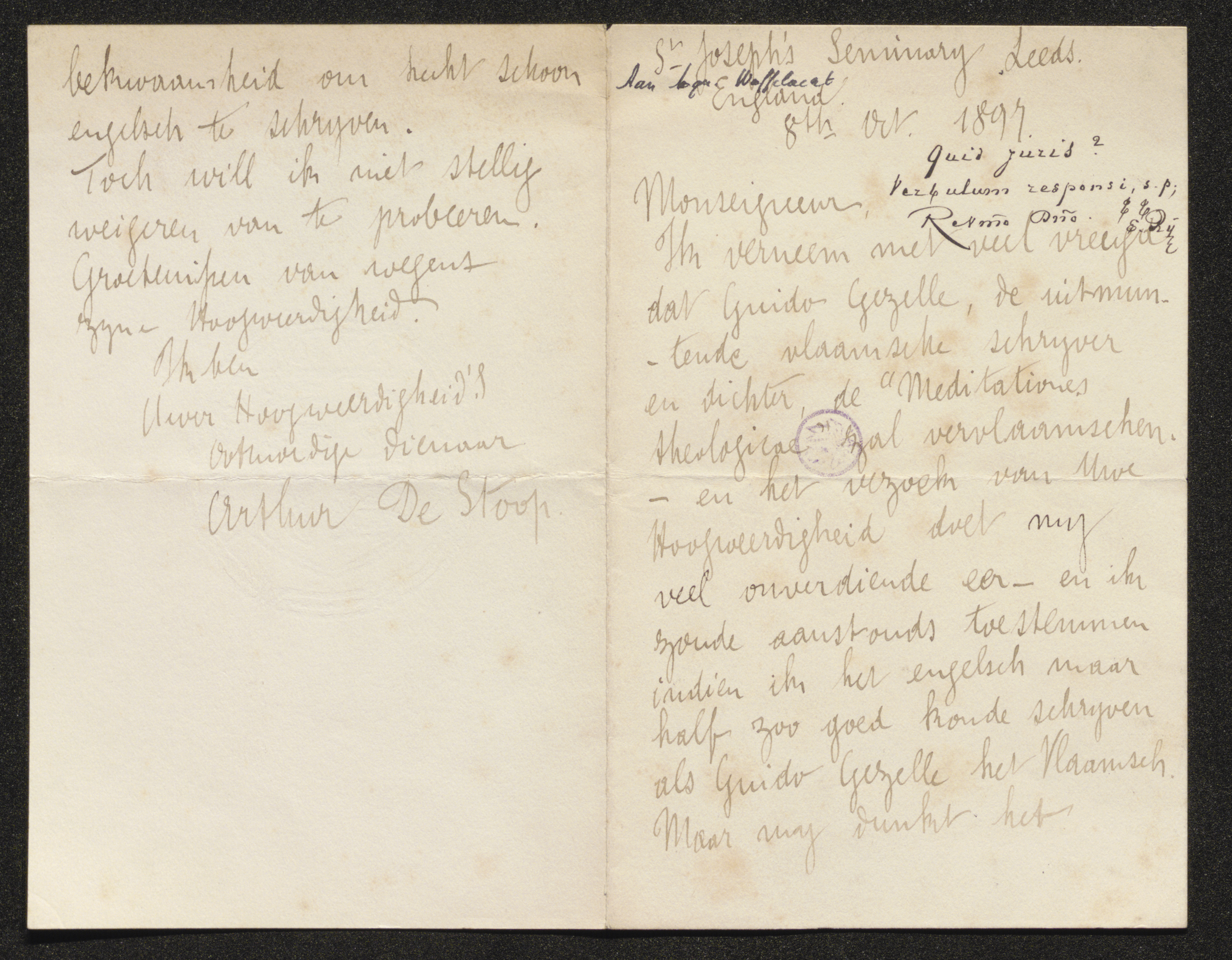 Ernest Rembry aan [Guido Gezelle]