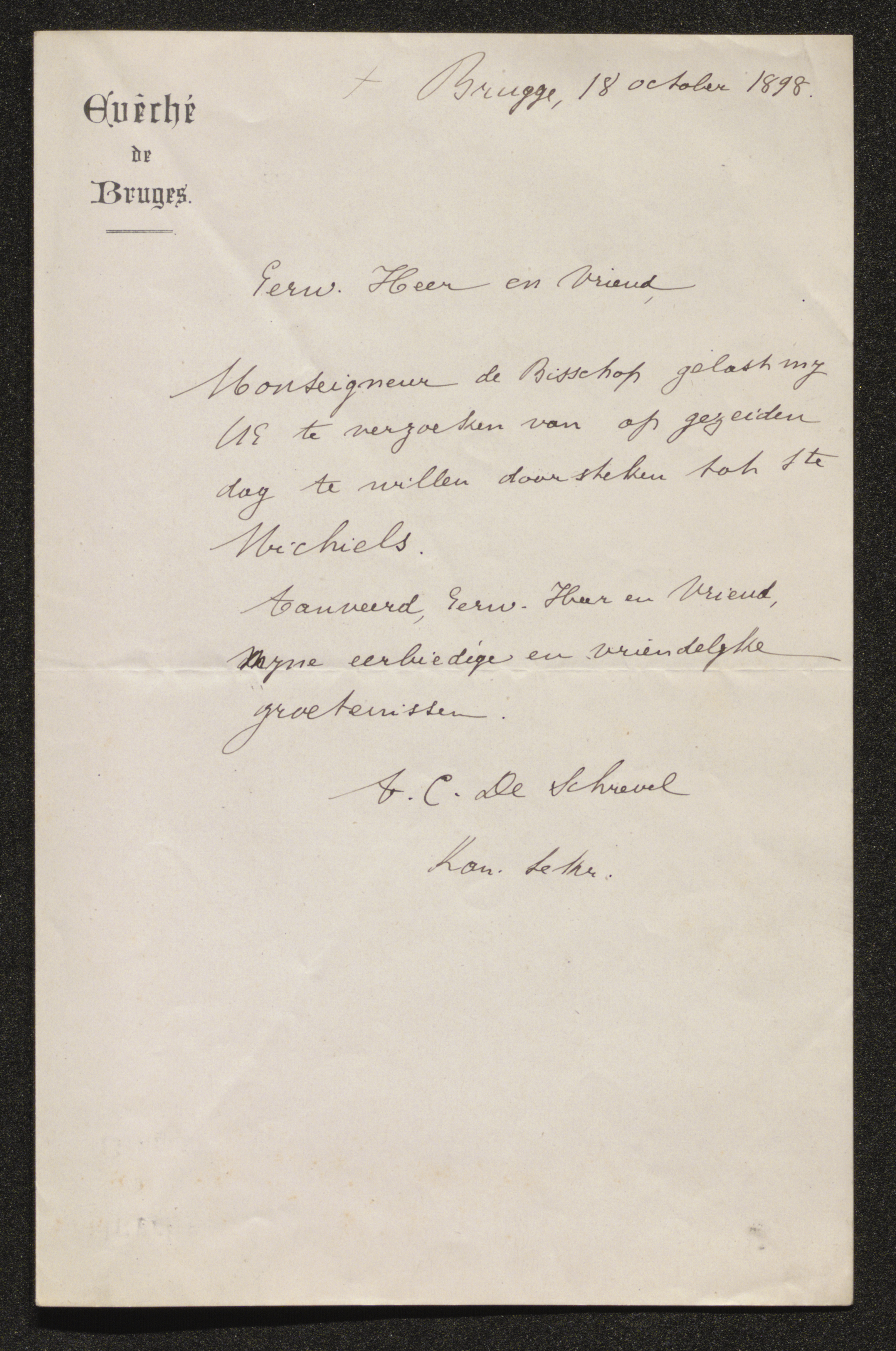 Arthur C. De Schrevel aan [Guido Gezelle]