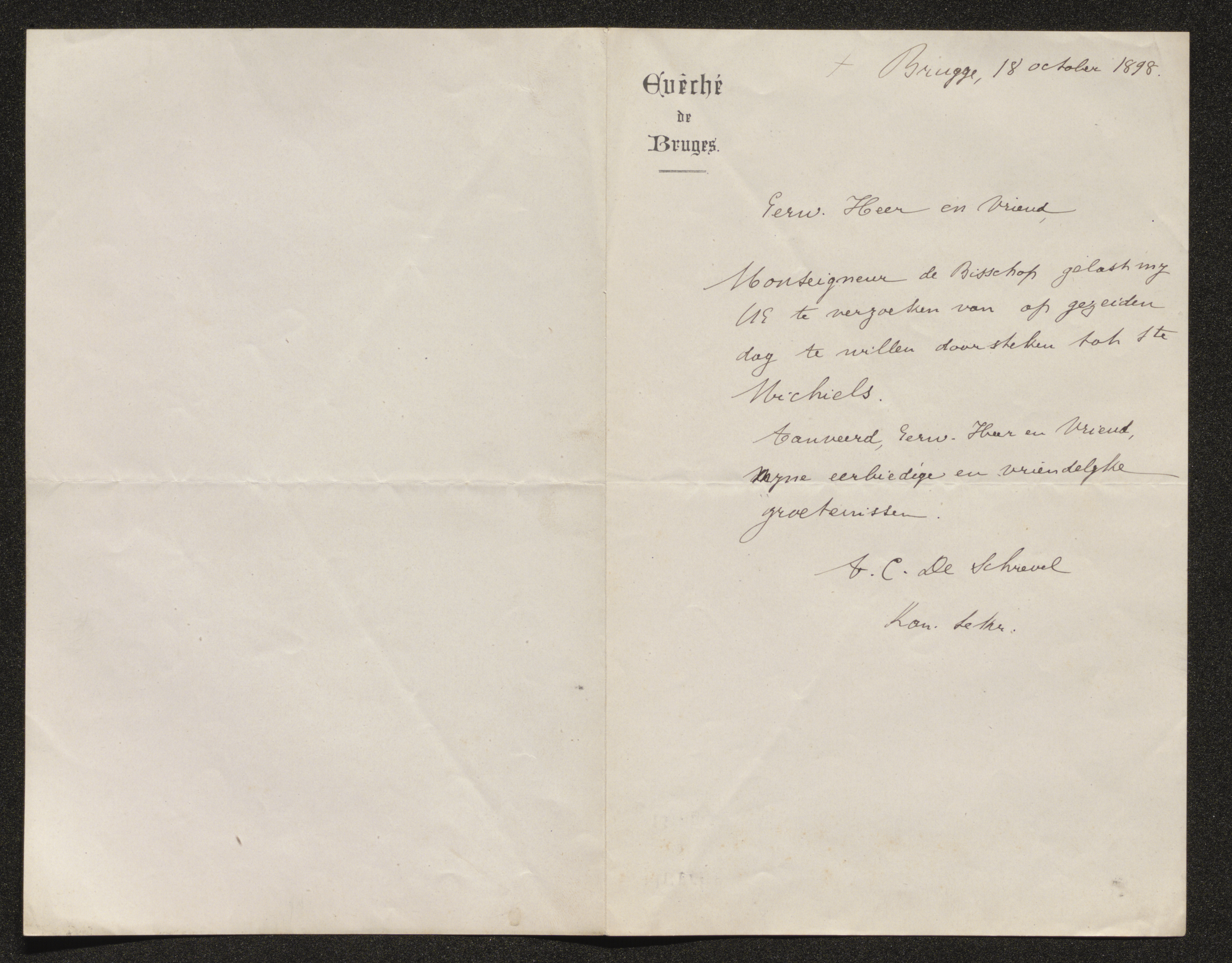 Arthur C. De Schrevel aan [Guido Gezelle]