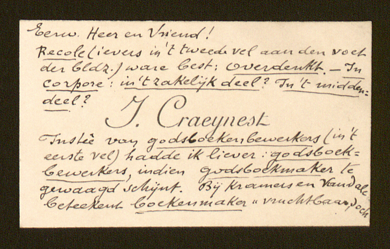 Jan Craeynest aan [Guido Gezelle]