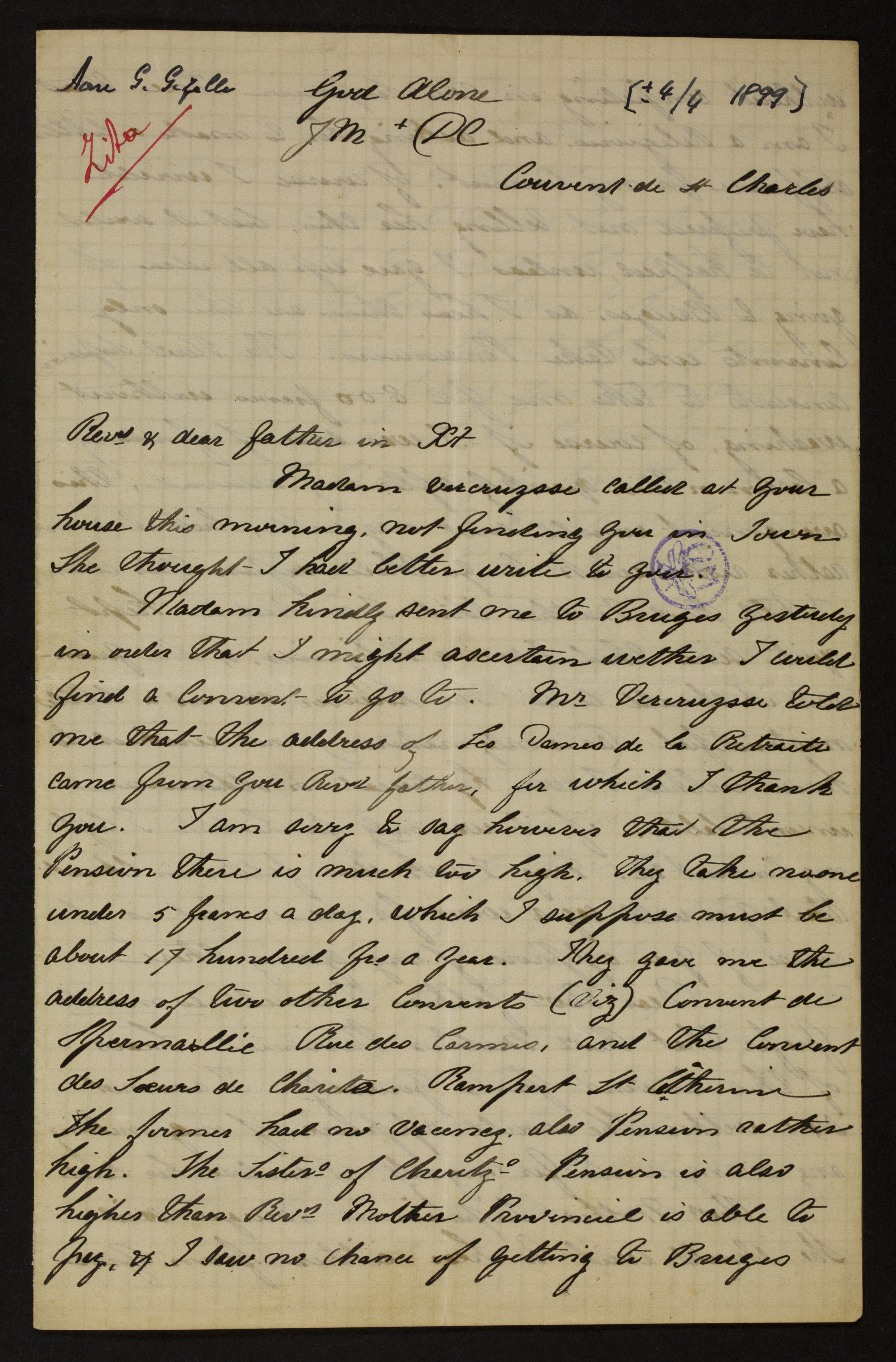 [Mary Catherine Cole] (= Zuster Zita) aan [Guido Gezelle]