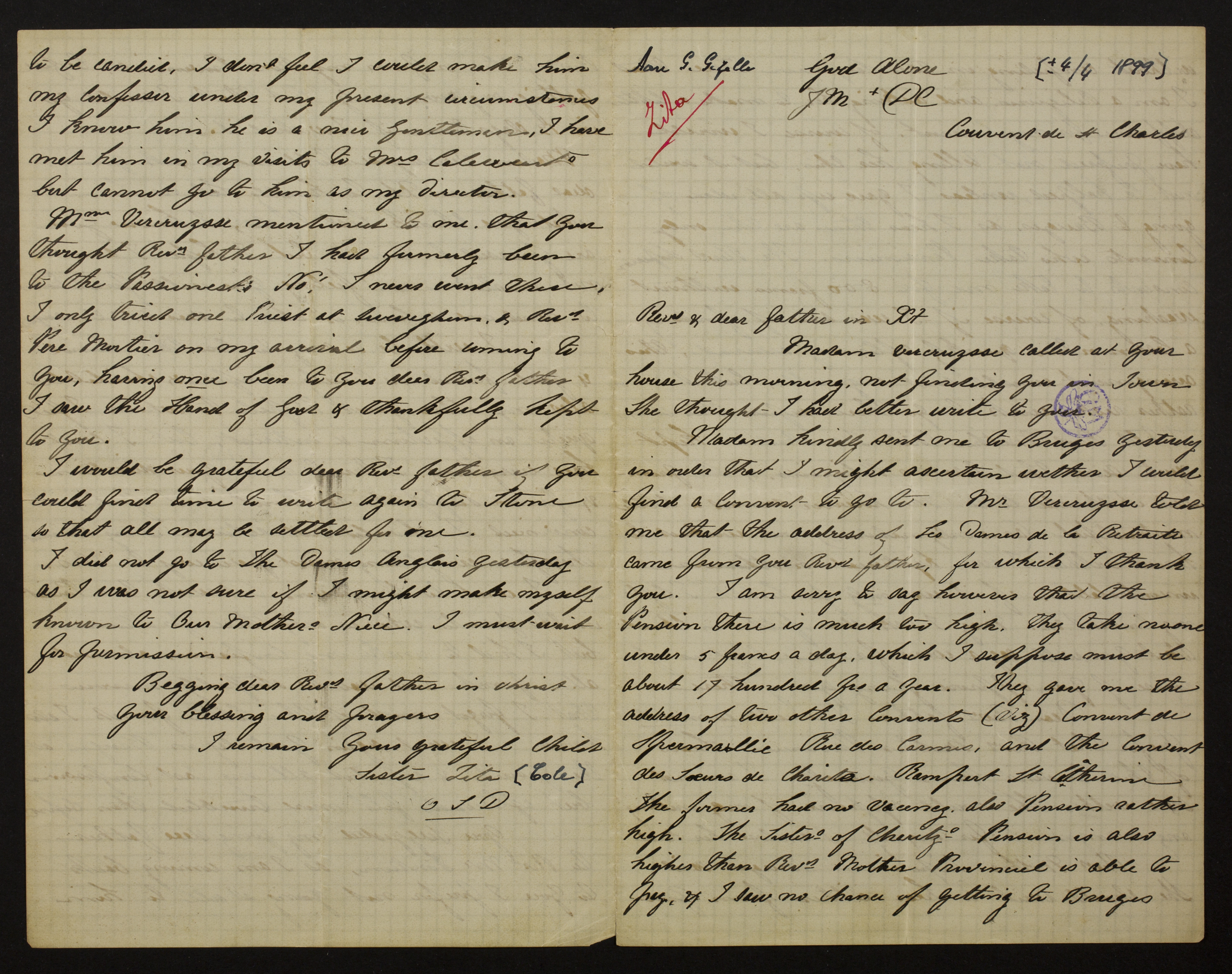 [Mary Catherine Cole] (= Zuster Zita) aan [Guido Gezelle]