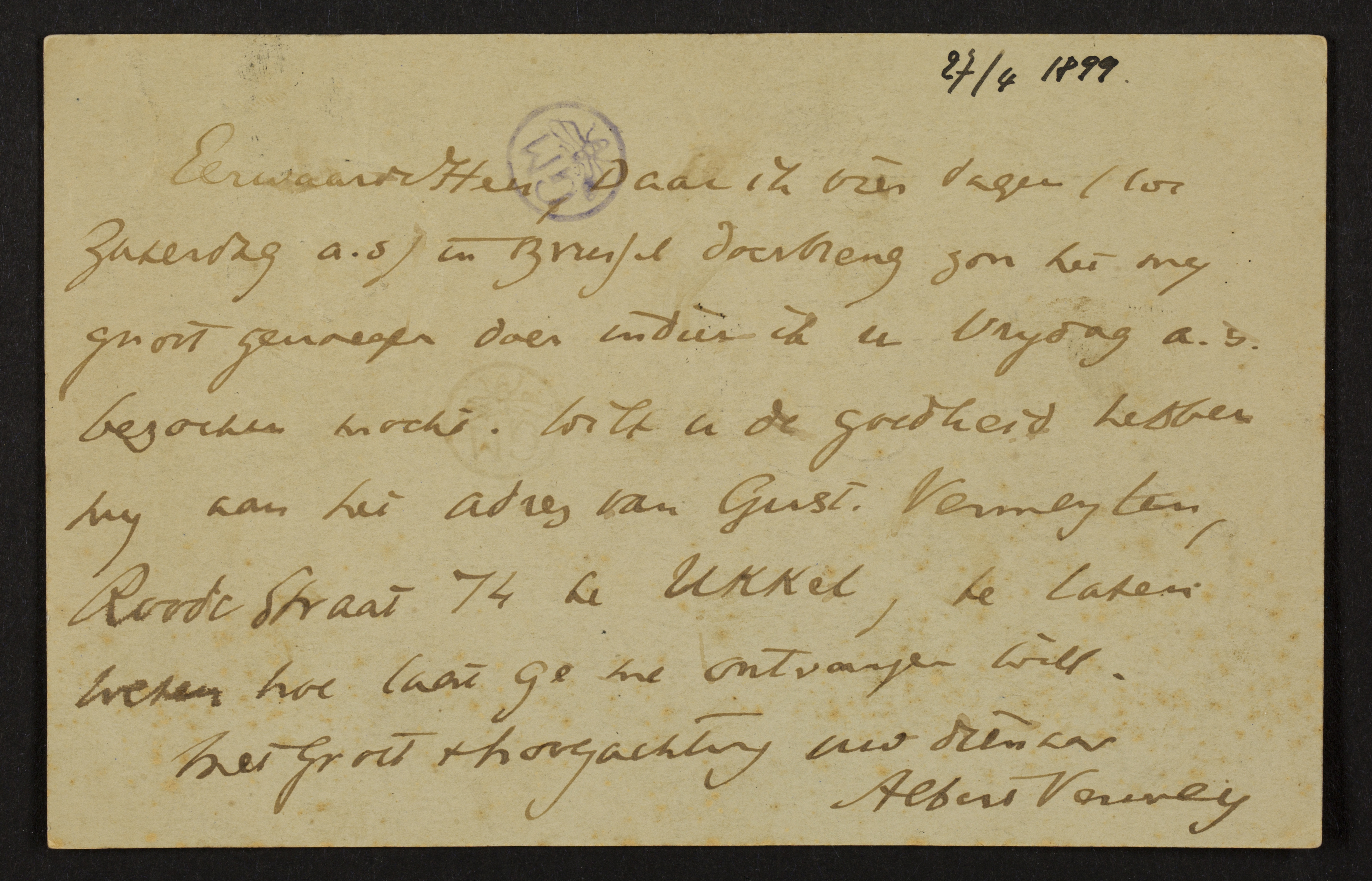 Albert Verwey aan Guido Gezelle