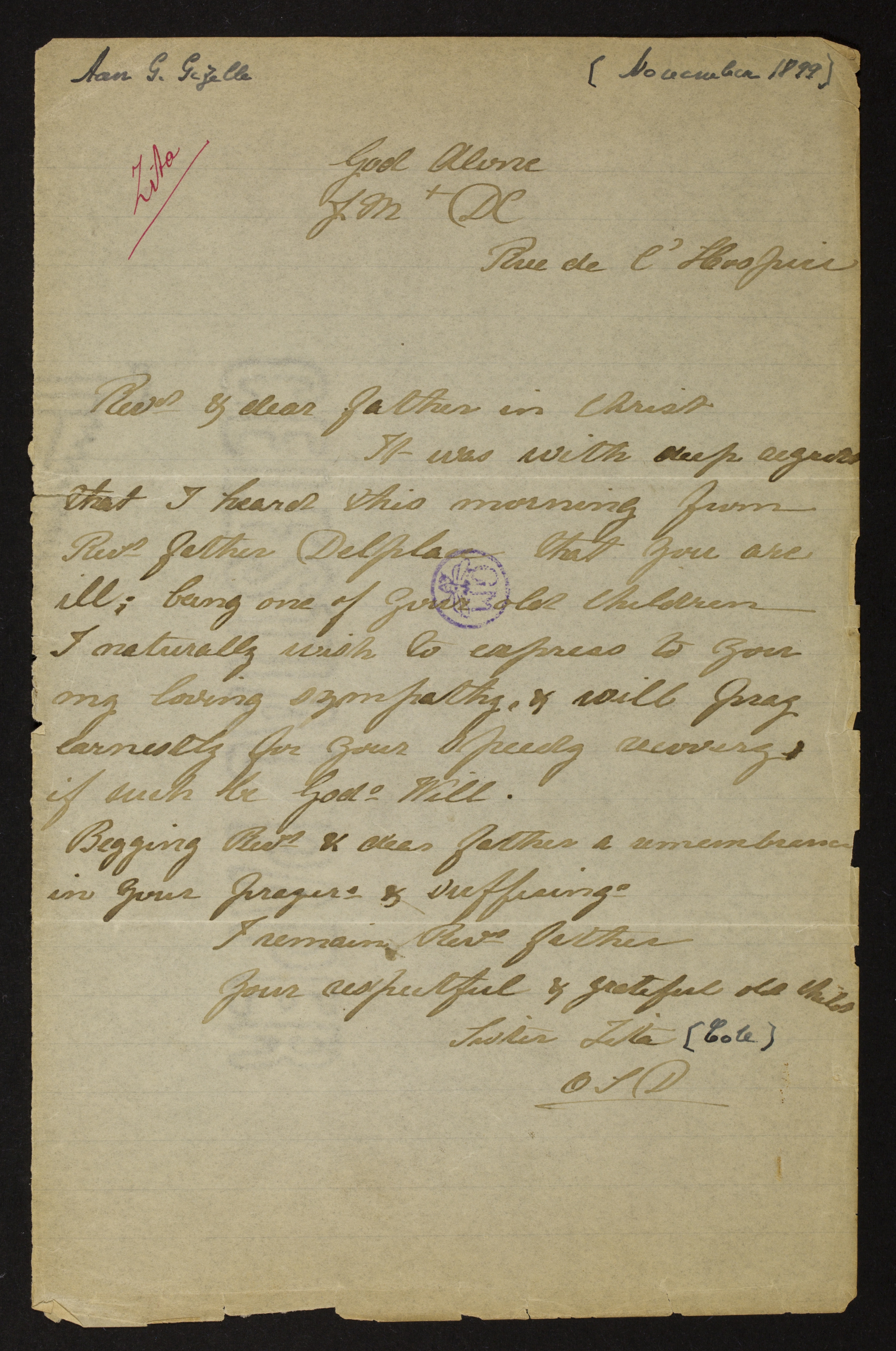 [Mary Catherine Cole] (= Zuster Zita) aan [Guido Gezelle]