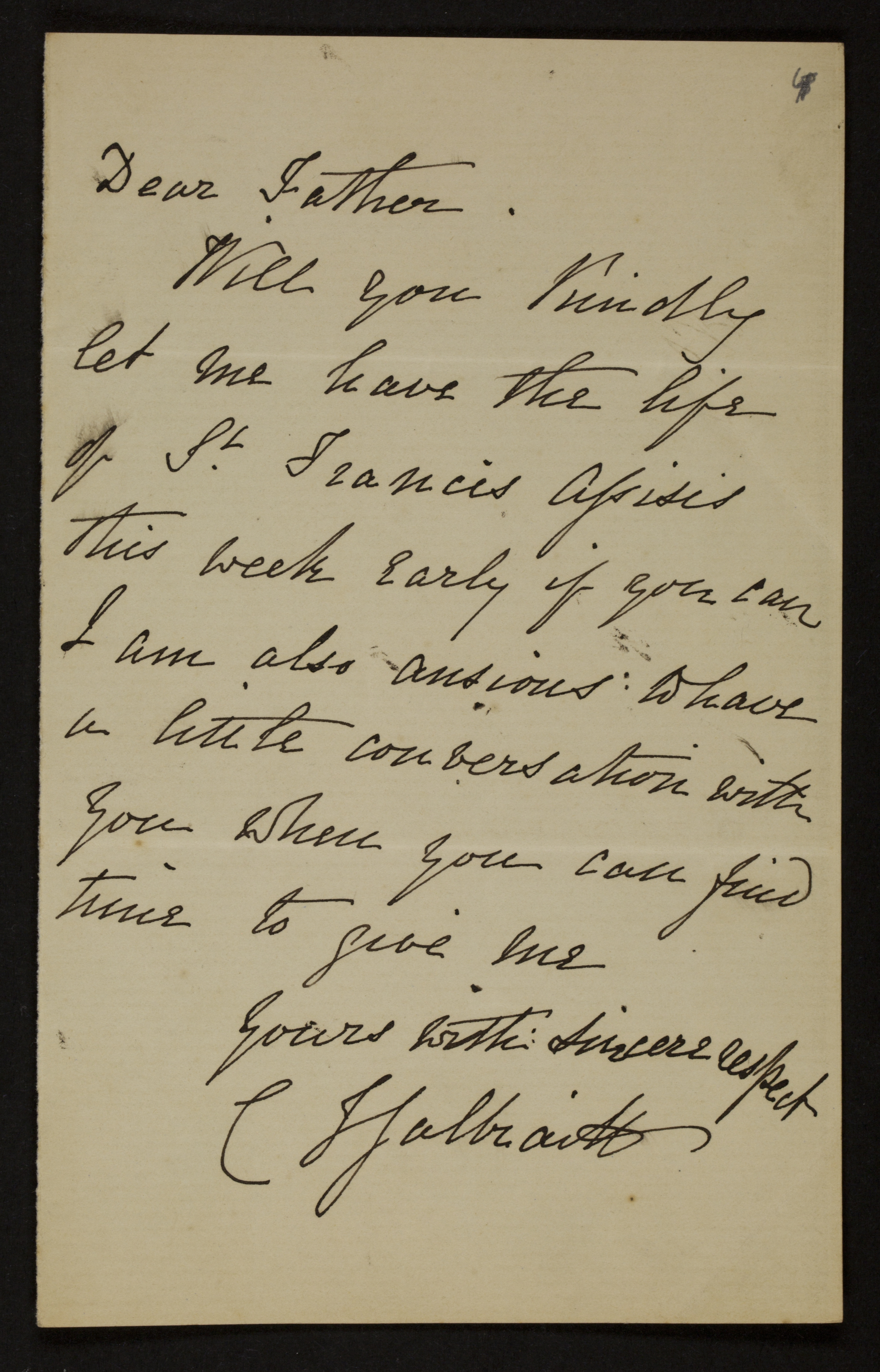 Cecilia Sarah De Lisle (= Cecilia Sarah Galbraith) aan [Guido Gezelle]