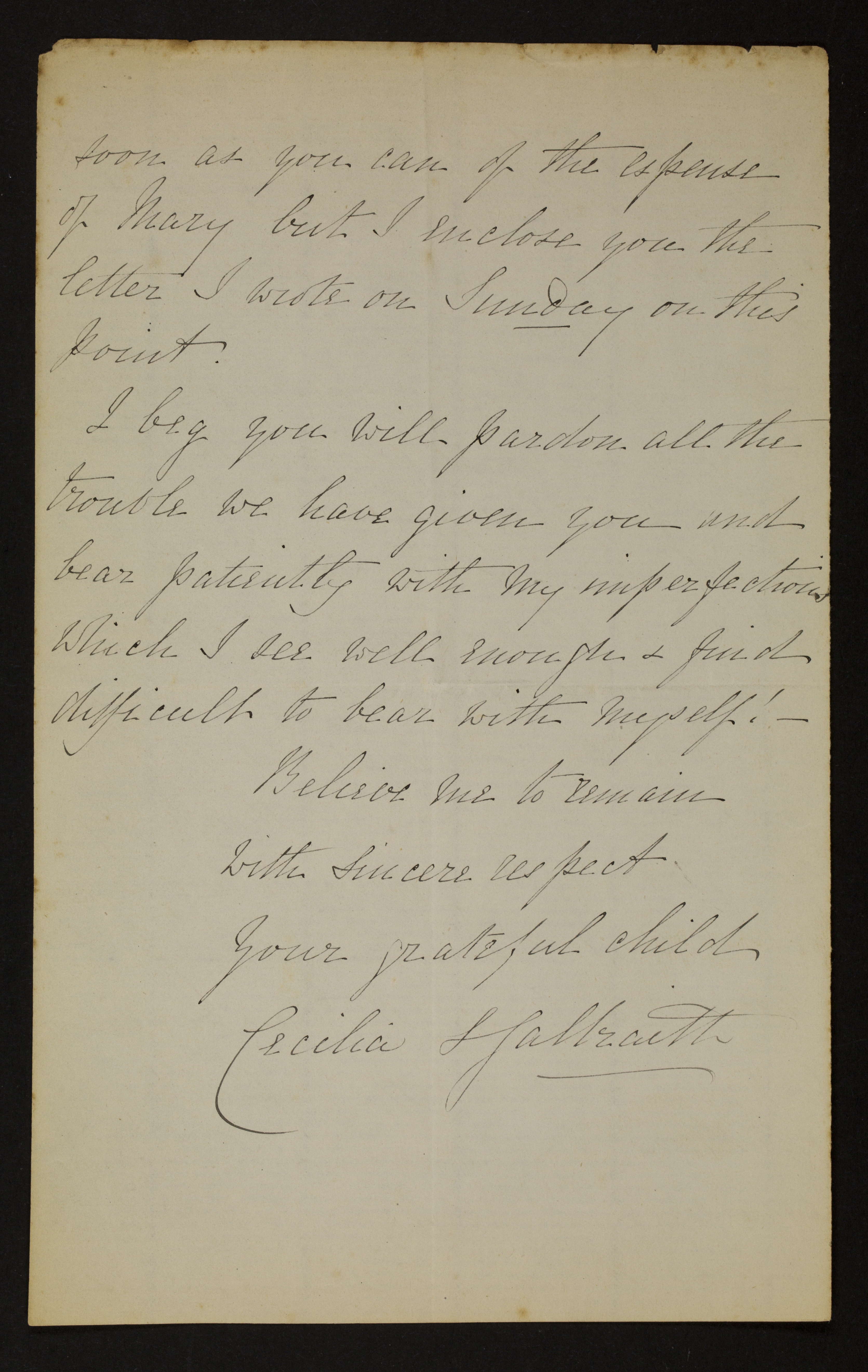 Cecilia Sarah De Lisle (= Cecilia Sarah Galbraith) aan [Guido Gezelle]