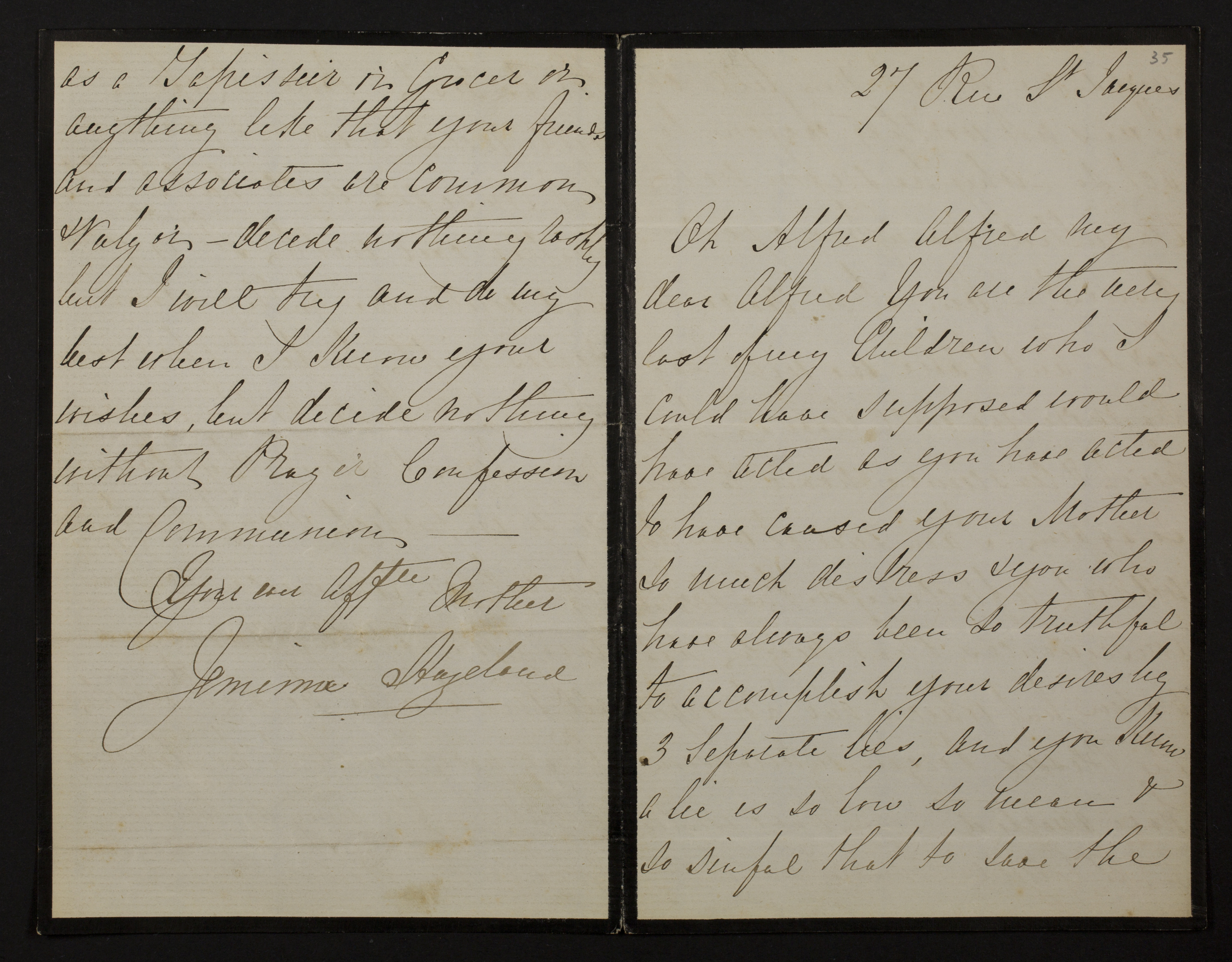 [Jemima Stroud] (= mevrouw Jemima Hazeland) aan [Alfred Henry Hazeland]