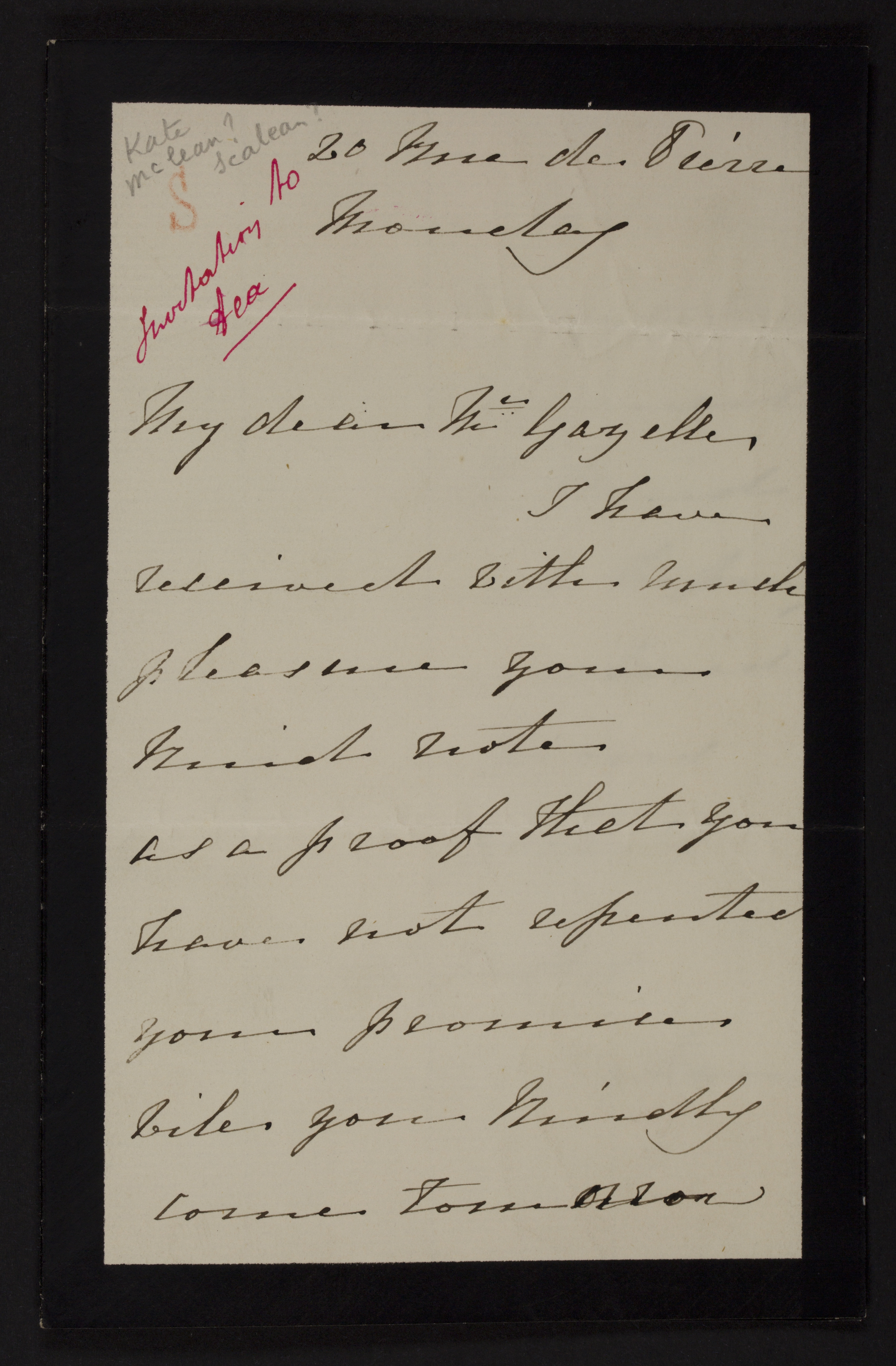 Catherine Hart [= Kate Scallan] aan [Guido Gezelle]