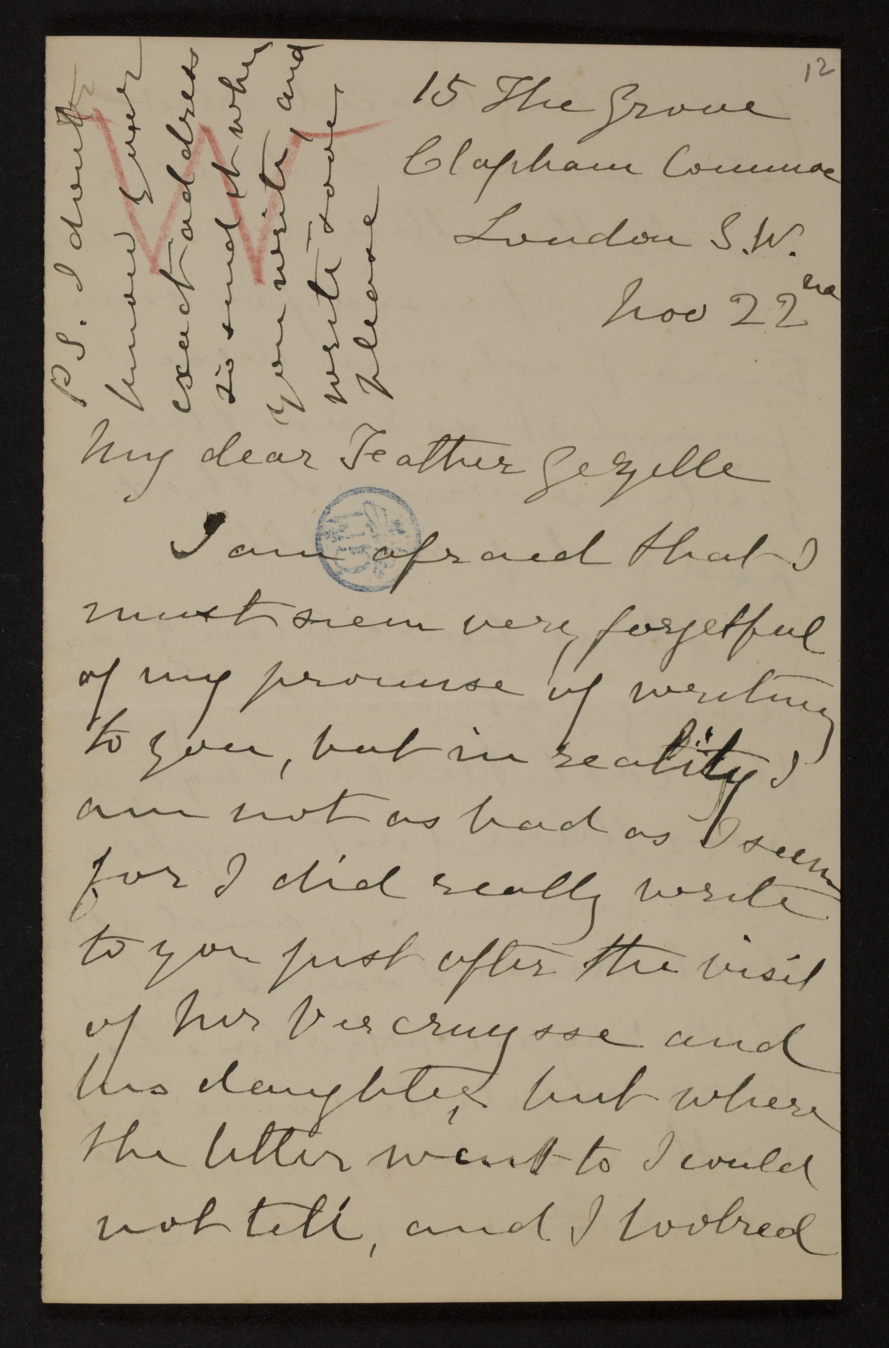 [Helena Amelia Walton] (= mevrouw Helena Weale) aan [Guido Gezelle]