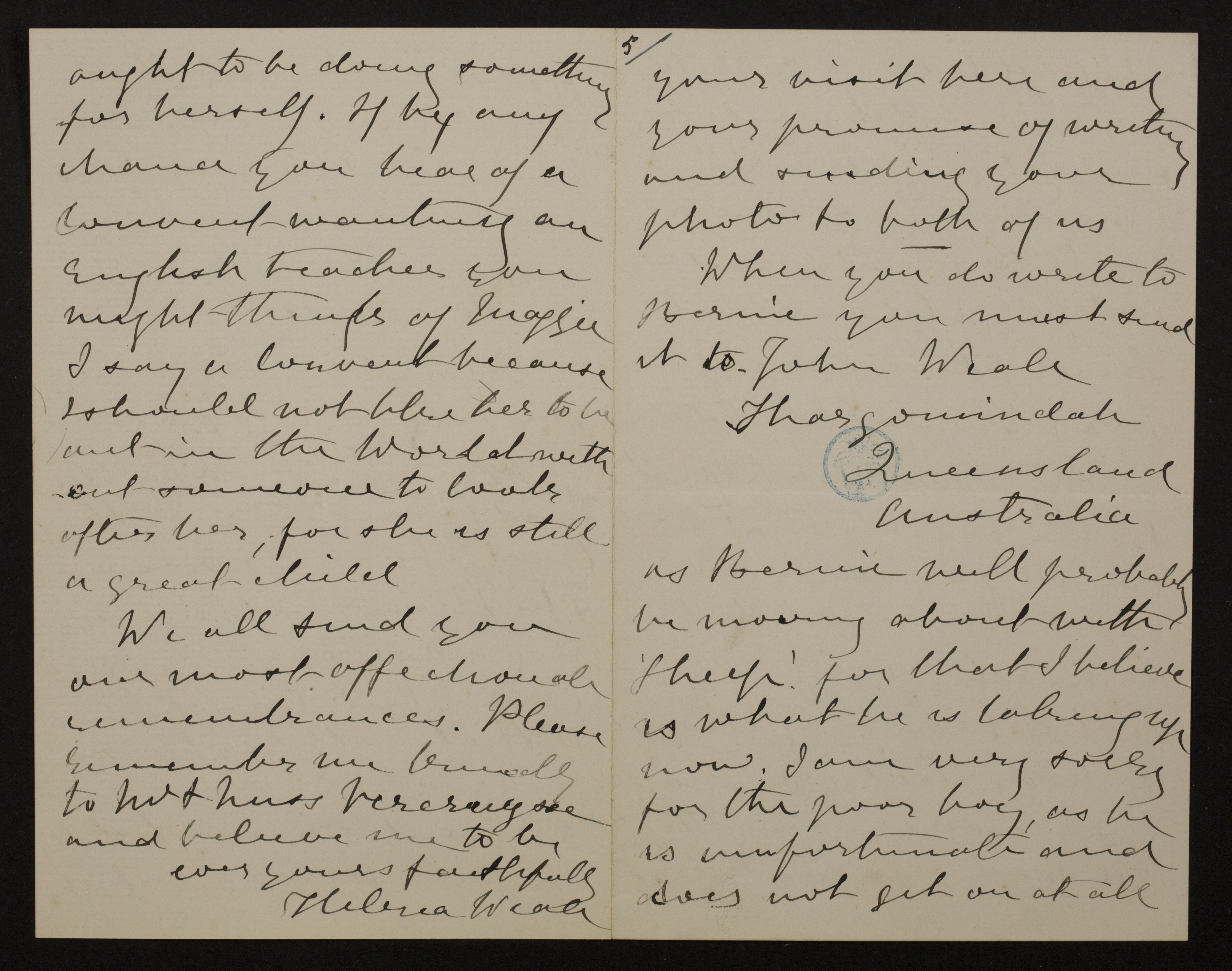 [Helena Amelia Walton] (= mevrouw Helena Weale) aan [Guido Gezelle]