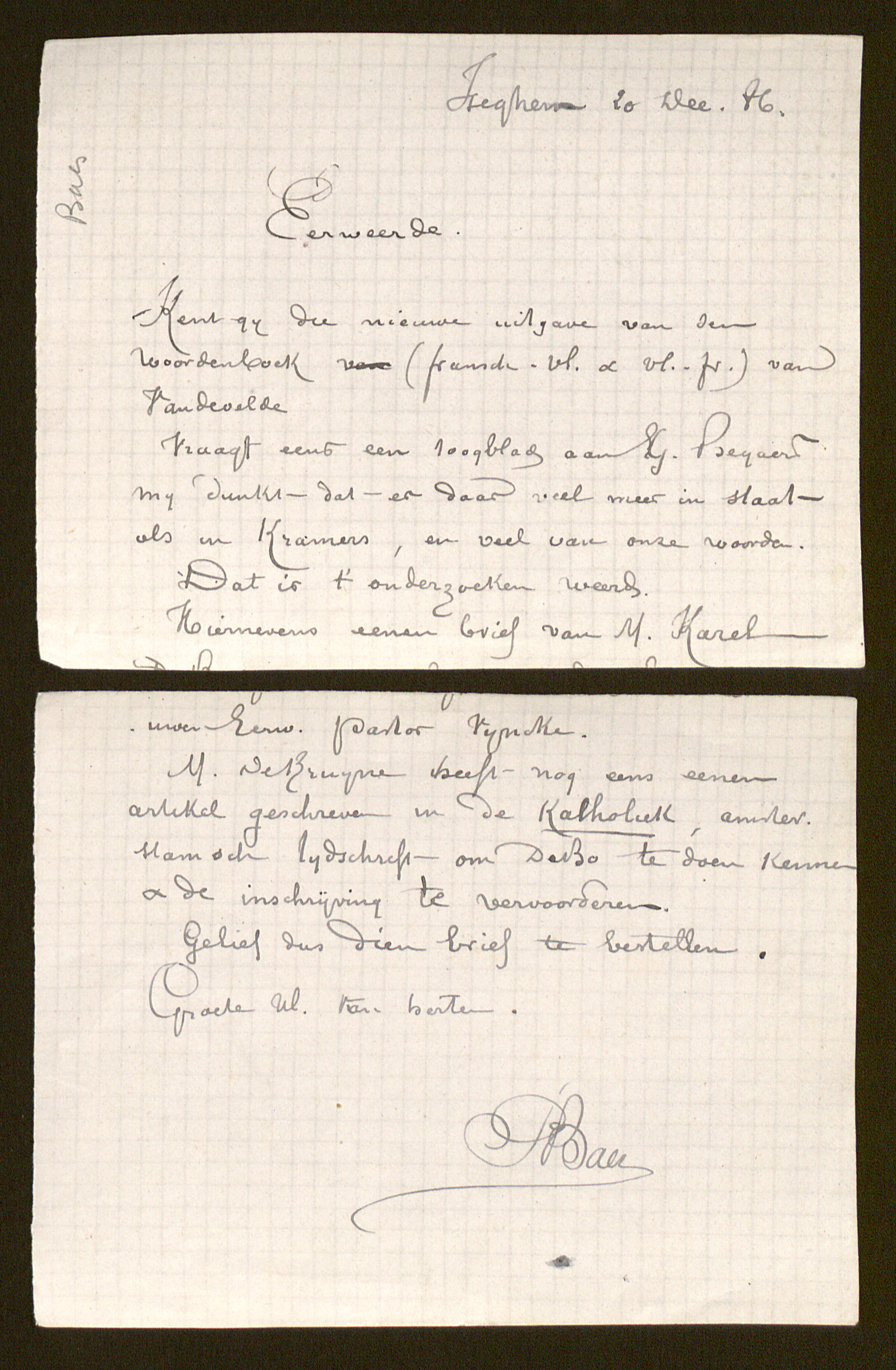 Pieter Baes aan [Guido Gezelle]