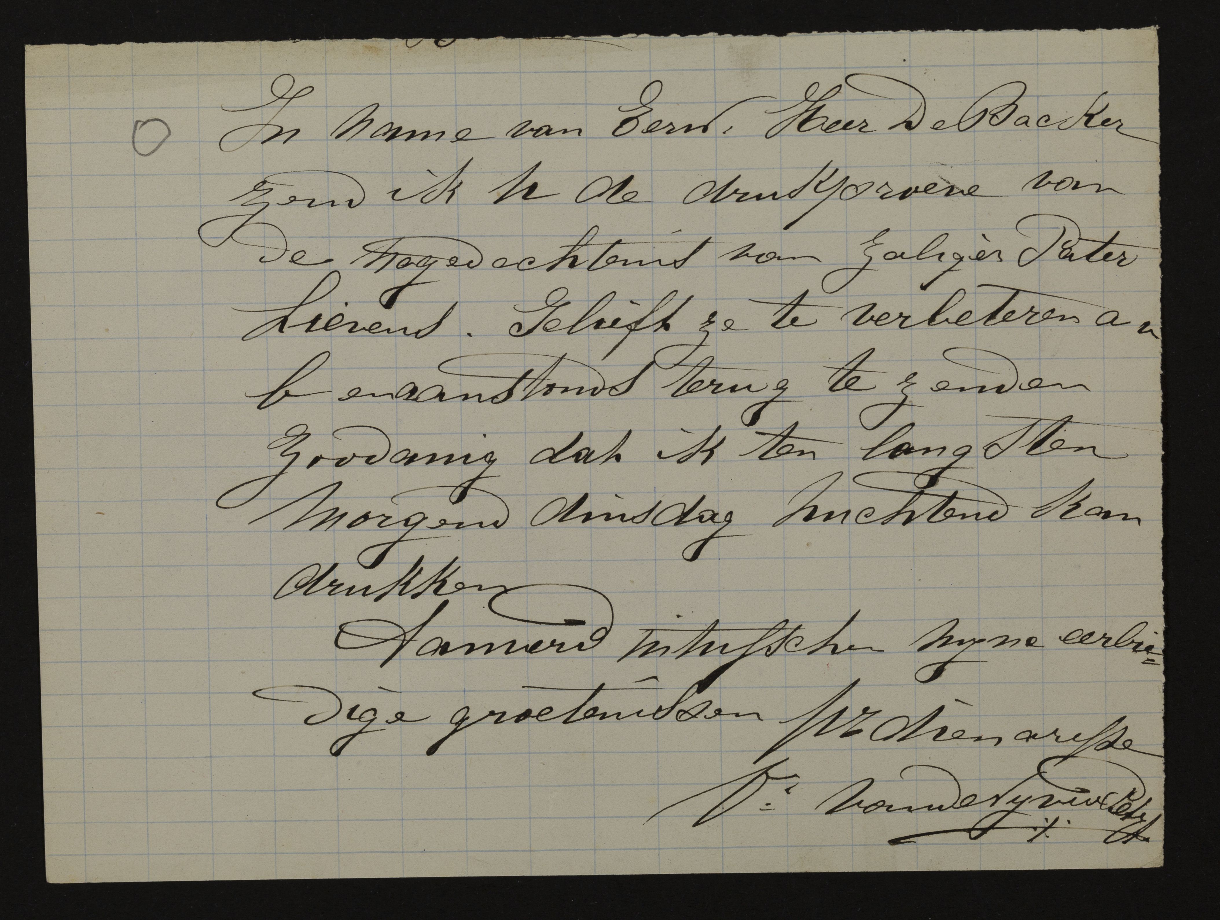 (Vr.) Van De Vyvere-Petyt (= Octavie Petyt) aan [Guido Gezelle]