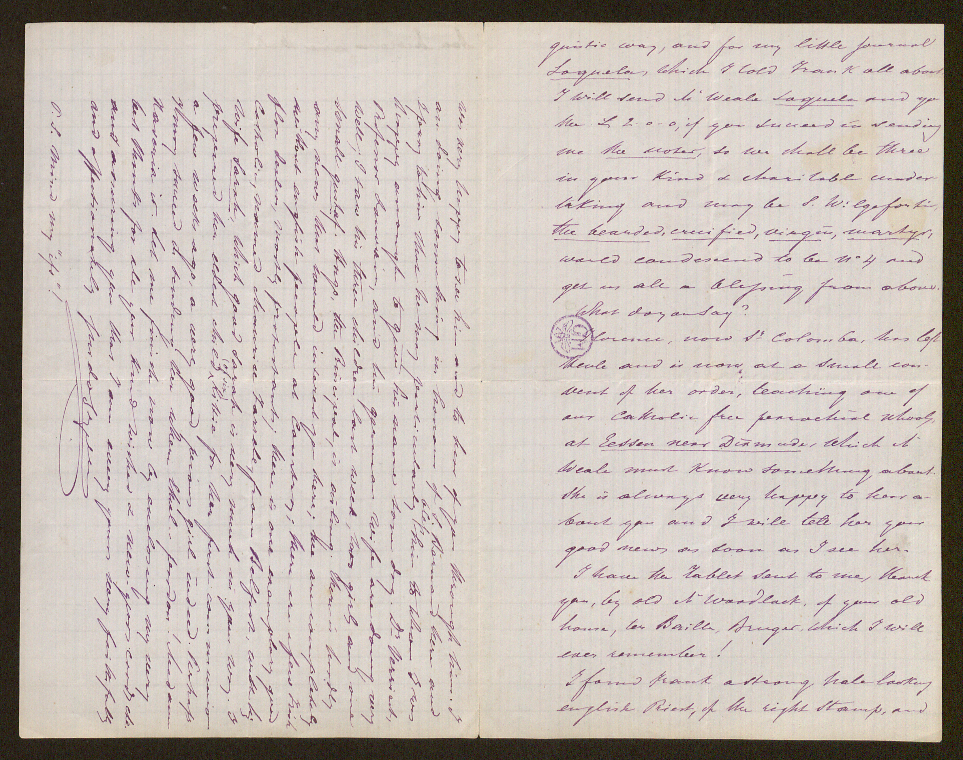 Guido Gezelle aan [Helena Amelia Walton (= mevrouw Helena Weale)]