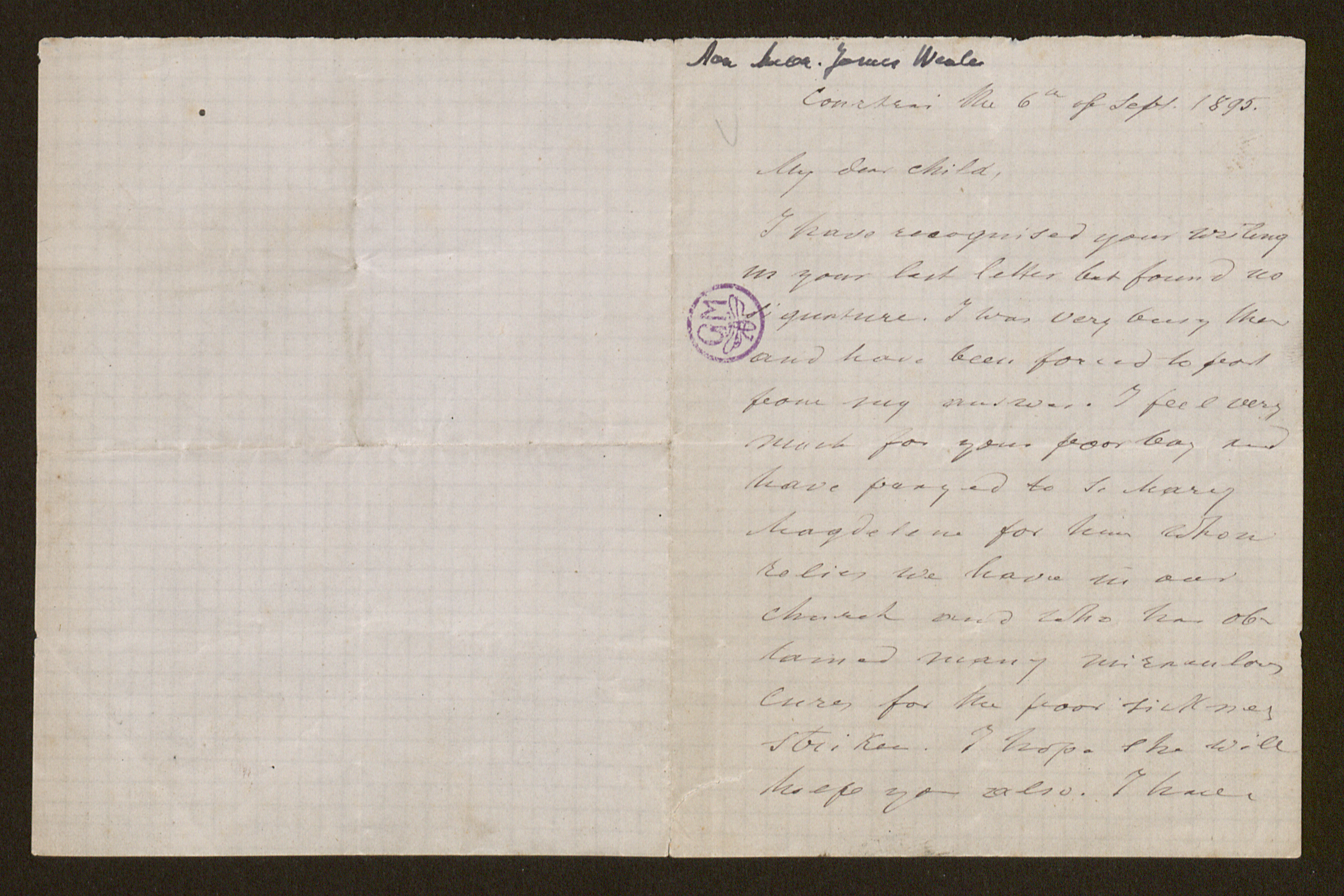 Guido Gezelle aan [Helena Amelia Walton (= mevrouw Helena Weale)]