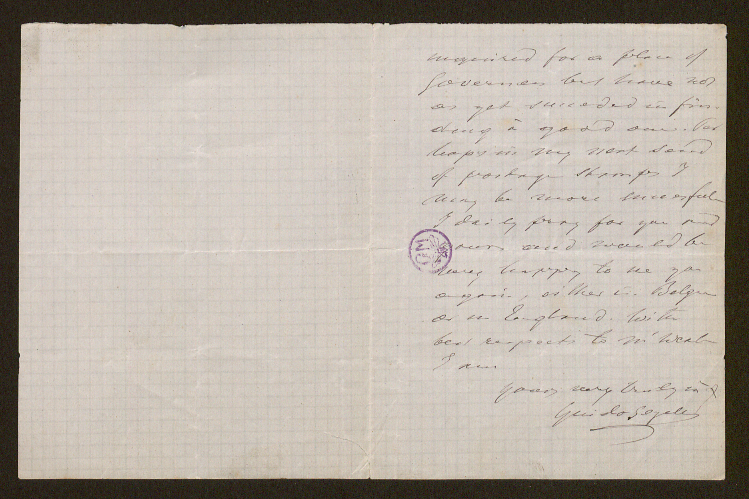 Guido Gezelle aan [Helena Amelia Walton (= mevrouw Helena Weale)]