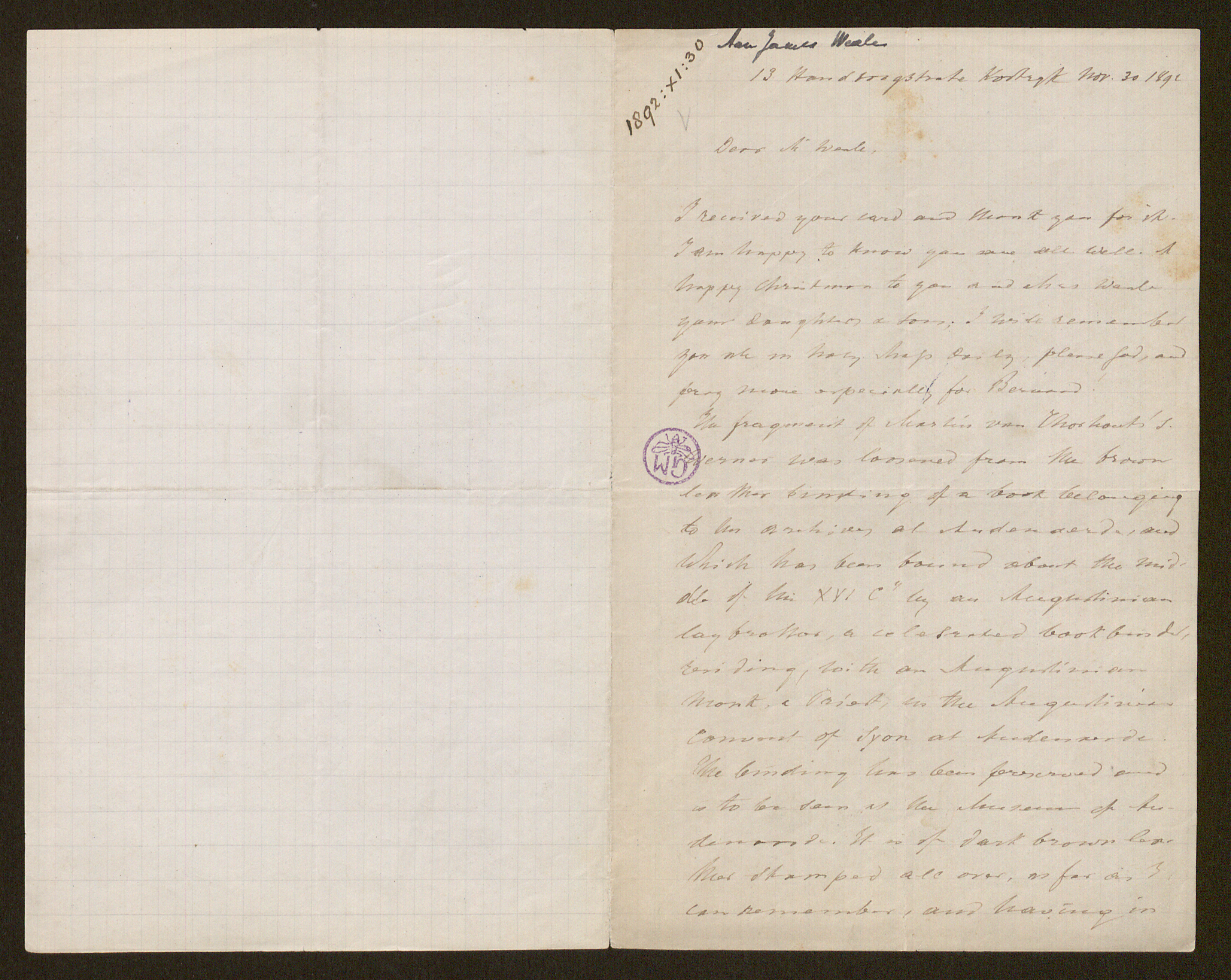 Guido Gezelle aan [William Henry James Weale]