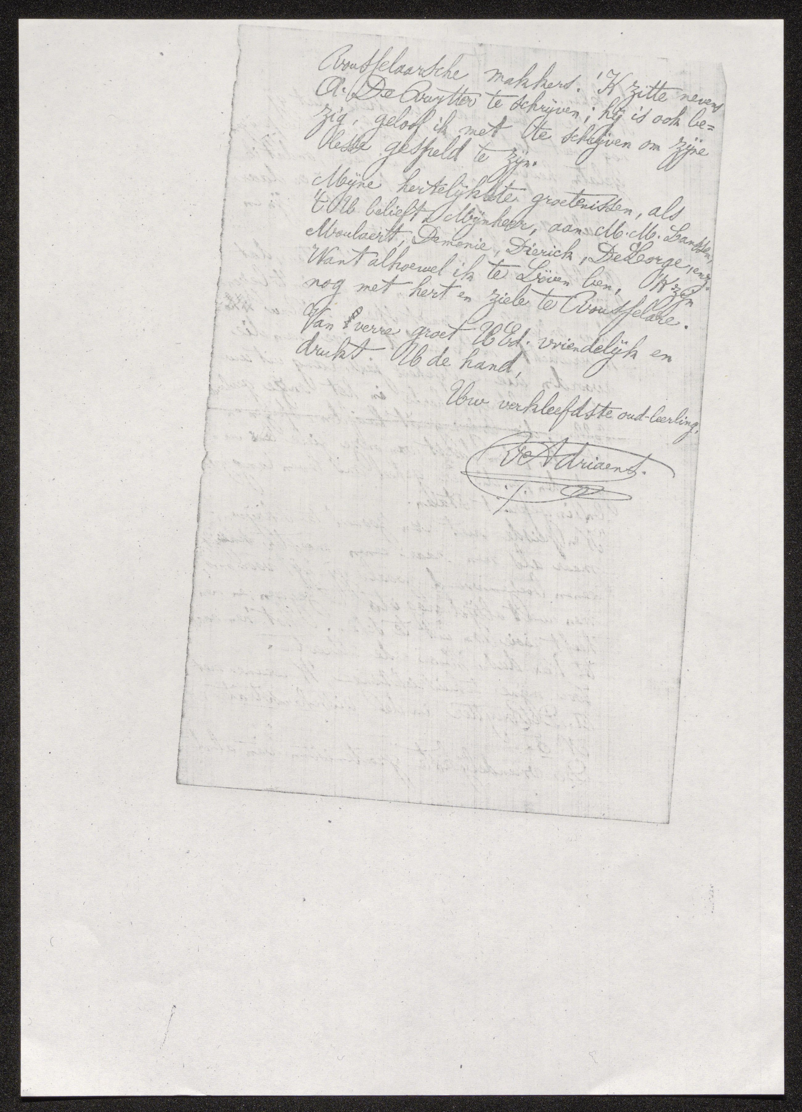 René Frans Adriaens aan [Hugo Verriest]