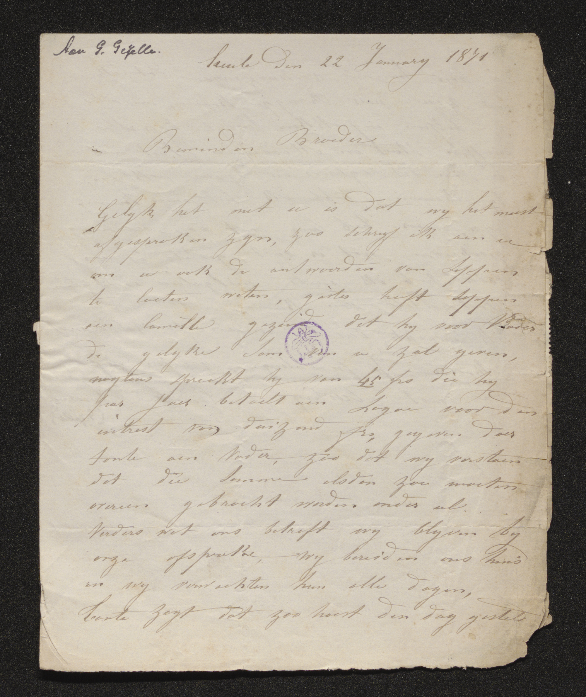 [Louise Gezelle en Camille Lateur] aan [Guido Gezelle]