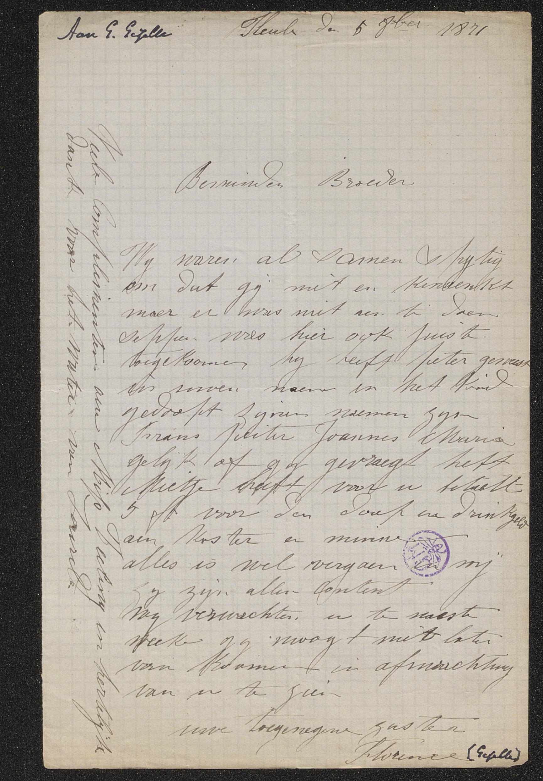 [Florence Gezelle (= Zuster Colombe)] aan [Guido Gezelle]