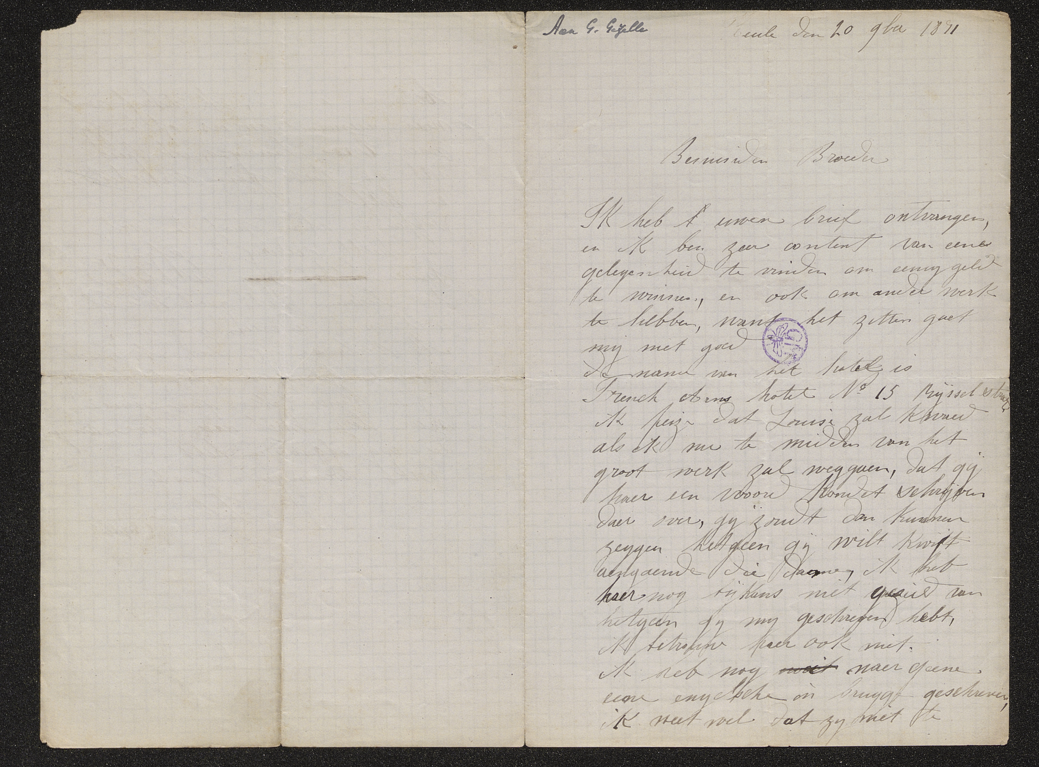 [Florence Gezelle (= Zuster Colombe)] aan [Guido Gezelle]