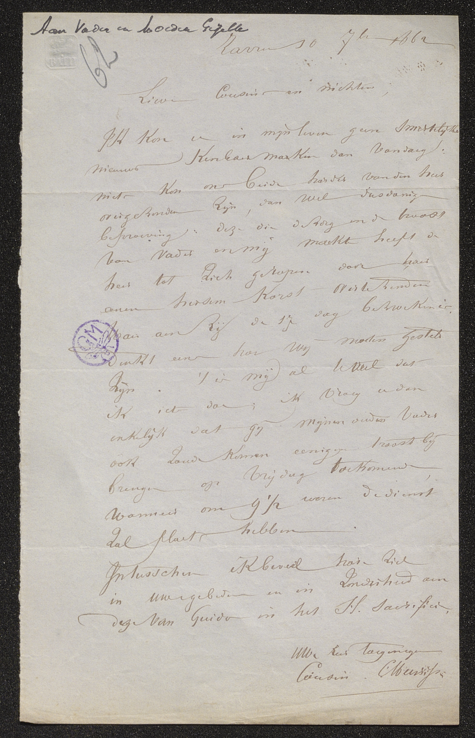 Karel Lodewijk Meurisse aan [Pieter-Jan Gezelle en Monica De Vriese]