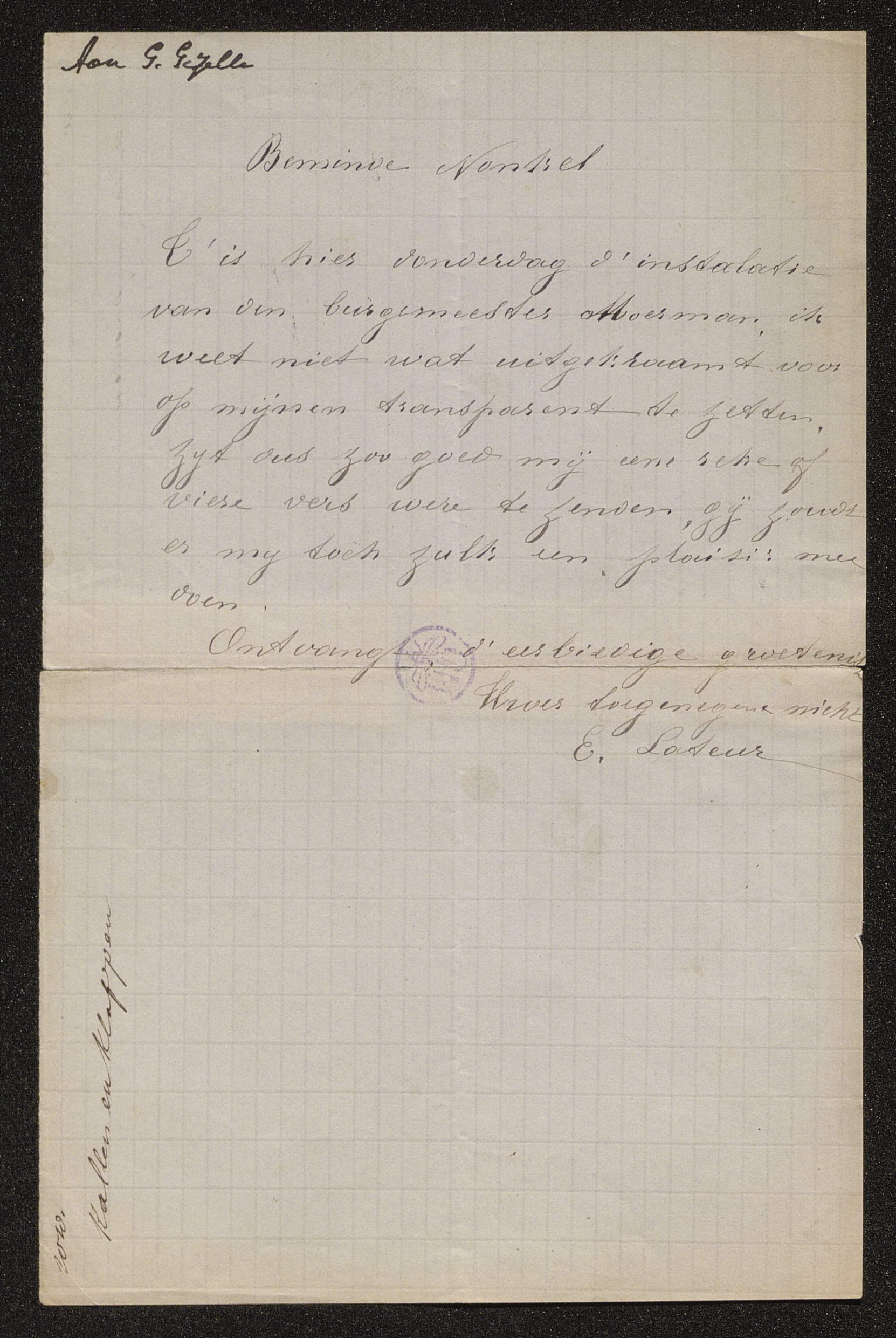 Marie Elise Amandine Lateur (= ELisa Lateur) aan [Guido Gezelle]