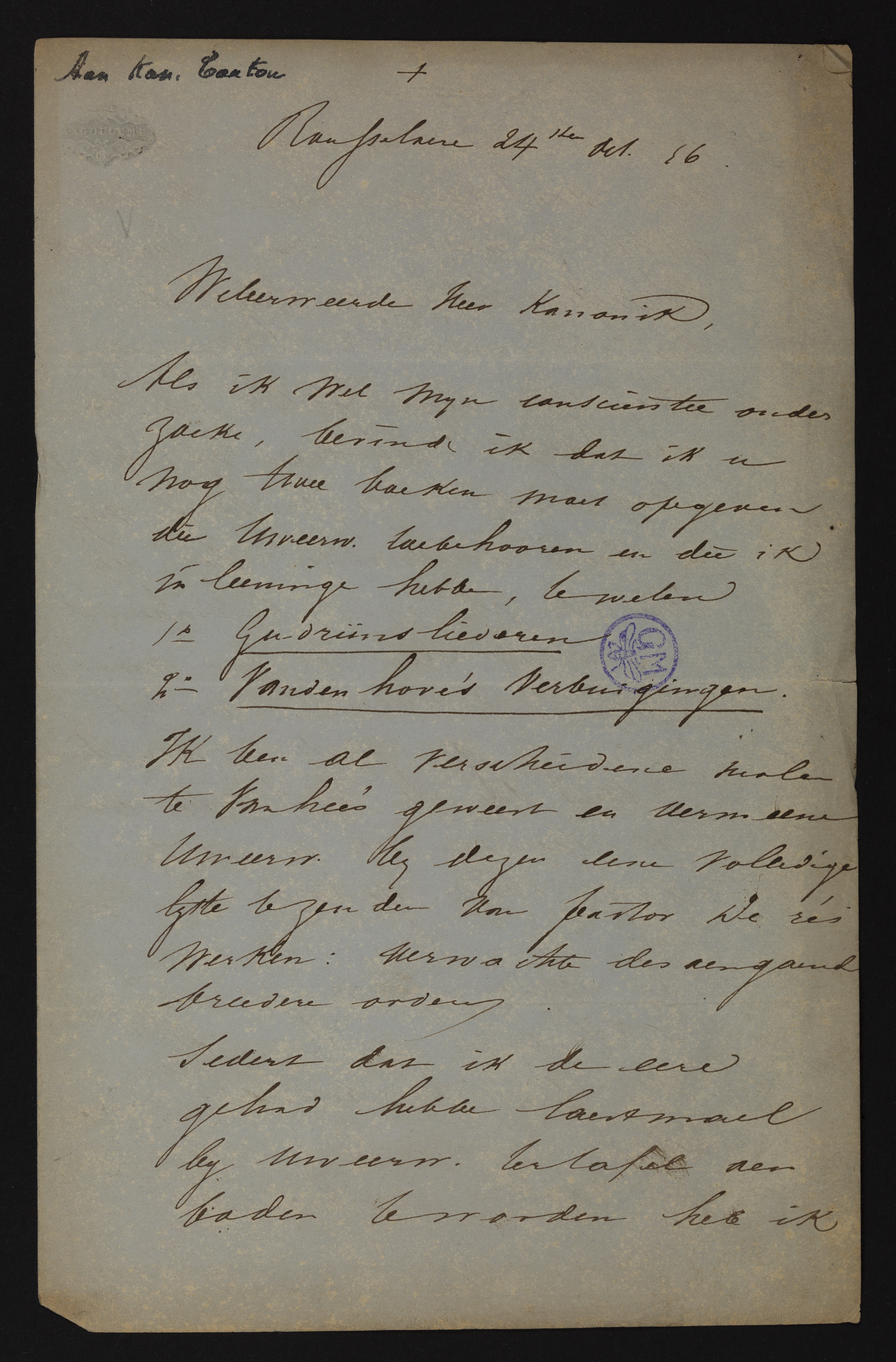 Guido Gezelle aan Charles Louis Carton