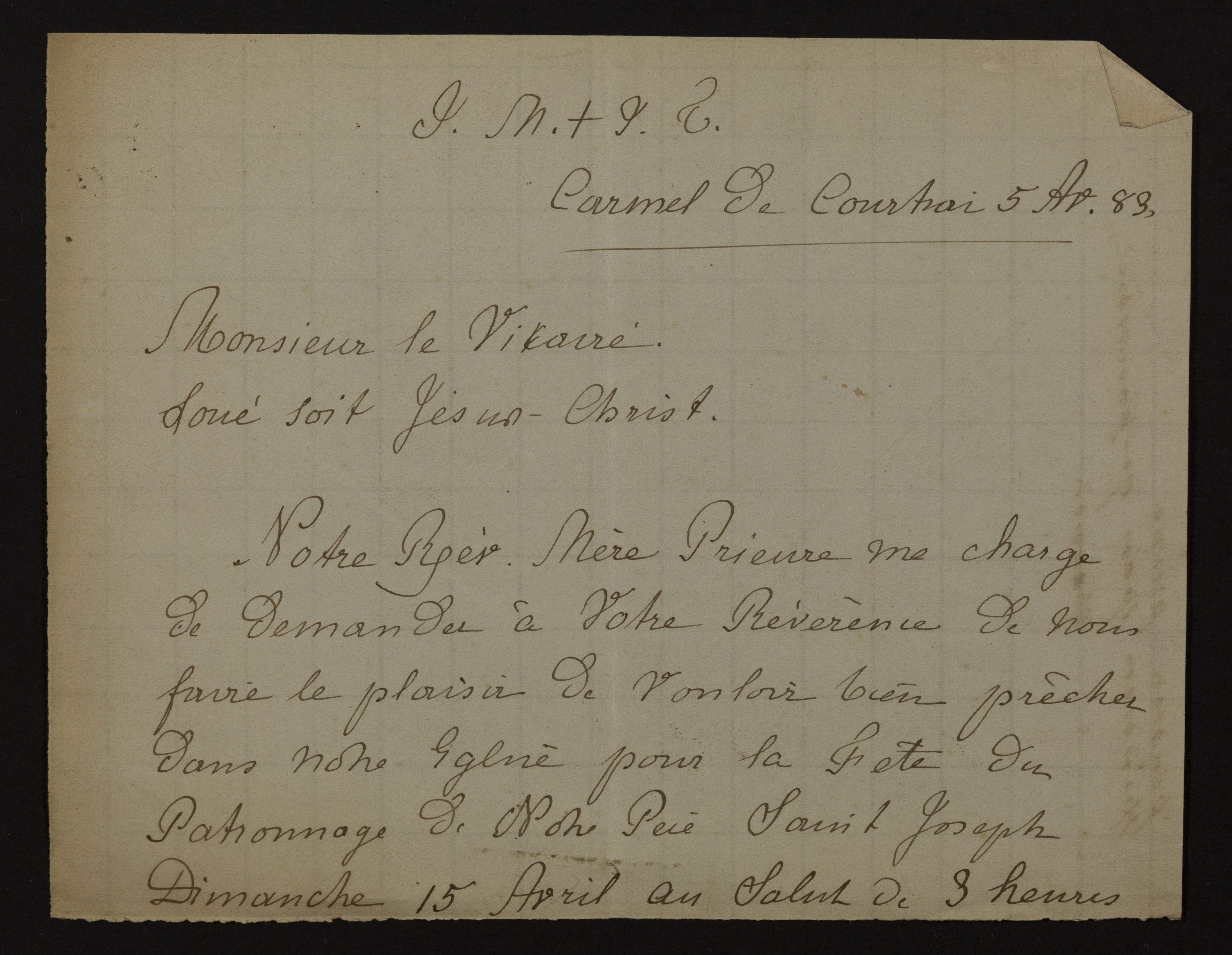 [Sophie Marie Louise de Robiano (= Zuster Thérèse Marie de Jésus)] aan [Guido Gezelle]